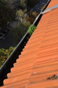 Plný a nefunkční žlab